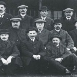 Outside Pilot Watch House. (left to right) Back Row: T.Y. Purvis, Wm. Phillips, James Wright, E.C. Burn. Middle Row Harry Purvis, Robert Ramsey, Harry Young, A.L. Ayre, T.H. Purvis. Front Row: Joe Marshall, W.O. Purvis, John Cree.