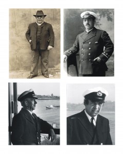 Top Left: James Purvis, who in the 1920's at the age of 73, was the oldest working pilot on the river. He had three sons, George William, James and Thomas, all pilots. Top Right: George William Purvis, son of James (top left) Below Left: George William Purvis, son of George (top right) and grandson of James,was piloting on the river from 1947 until his retirement at the age of 70 in 1980. Below Right: George William Purvis, son of George William (below left) grandson of George William and great grandson of James, was piloting from 1966 until 1998.
